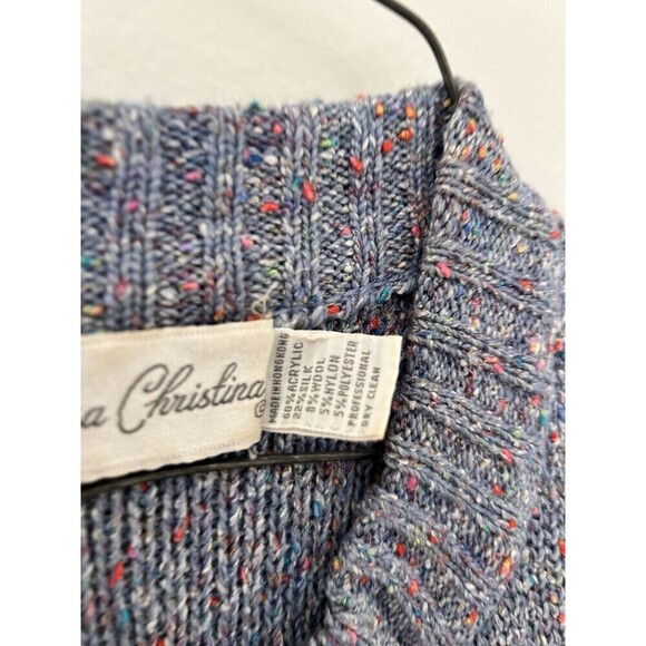 VTG Marisa Christina Long Cardigan Coat Thick Heavy Speckled Periwinkle Sz S/M - Picture 4 of 6